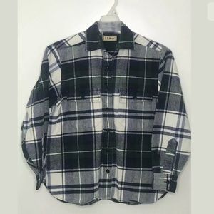 LLBean Women Flannel Button Down Plaid Shirt Sm